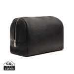 Trousse de toilette noire en cuir avec fermeture éclair