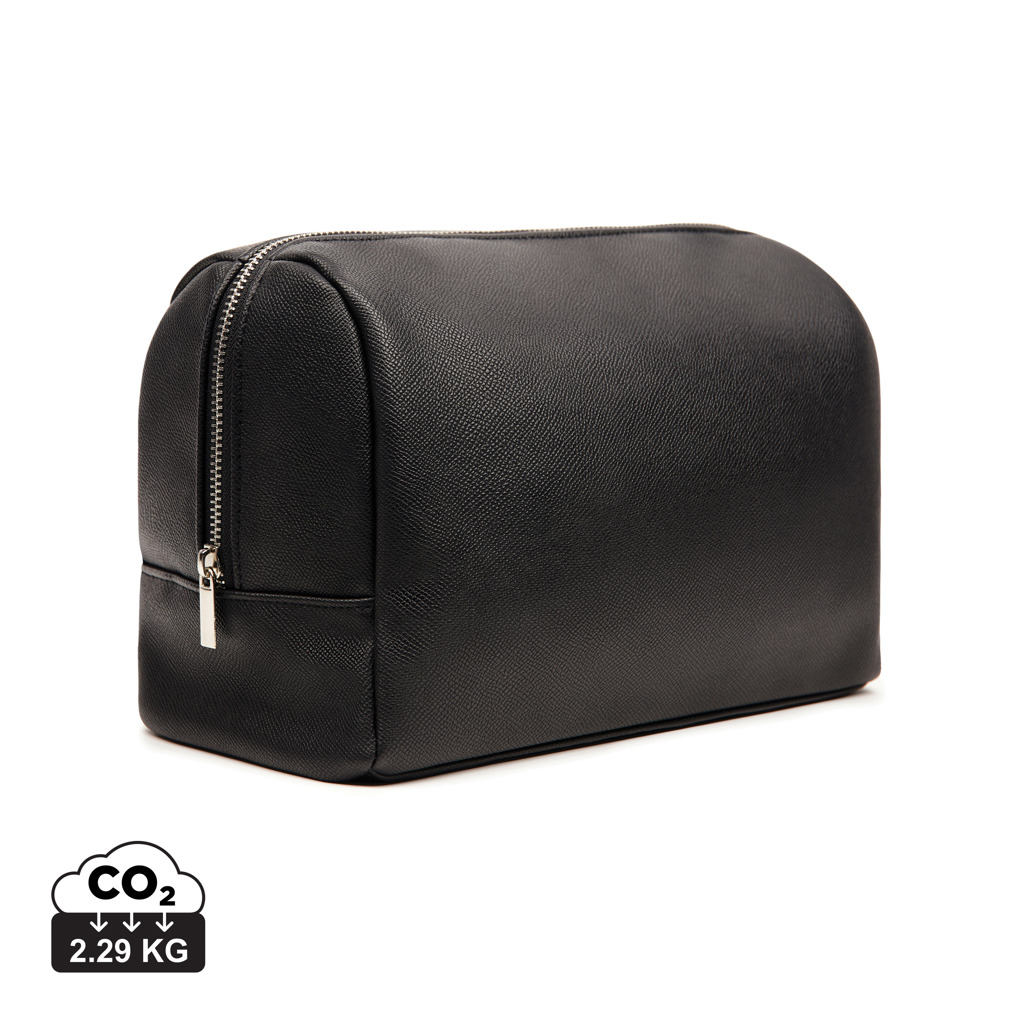 Trousse de toilette noire en cuir avec fermeture éclair