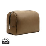 Trousse de toilette marron en cuir avec zip