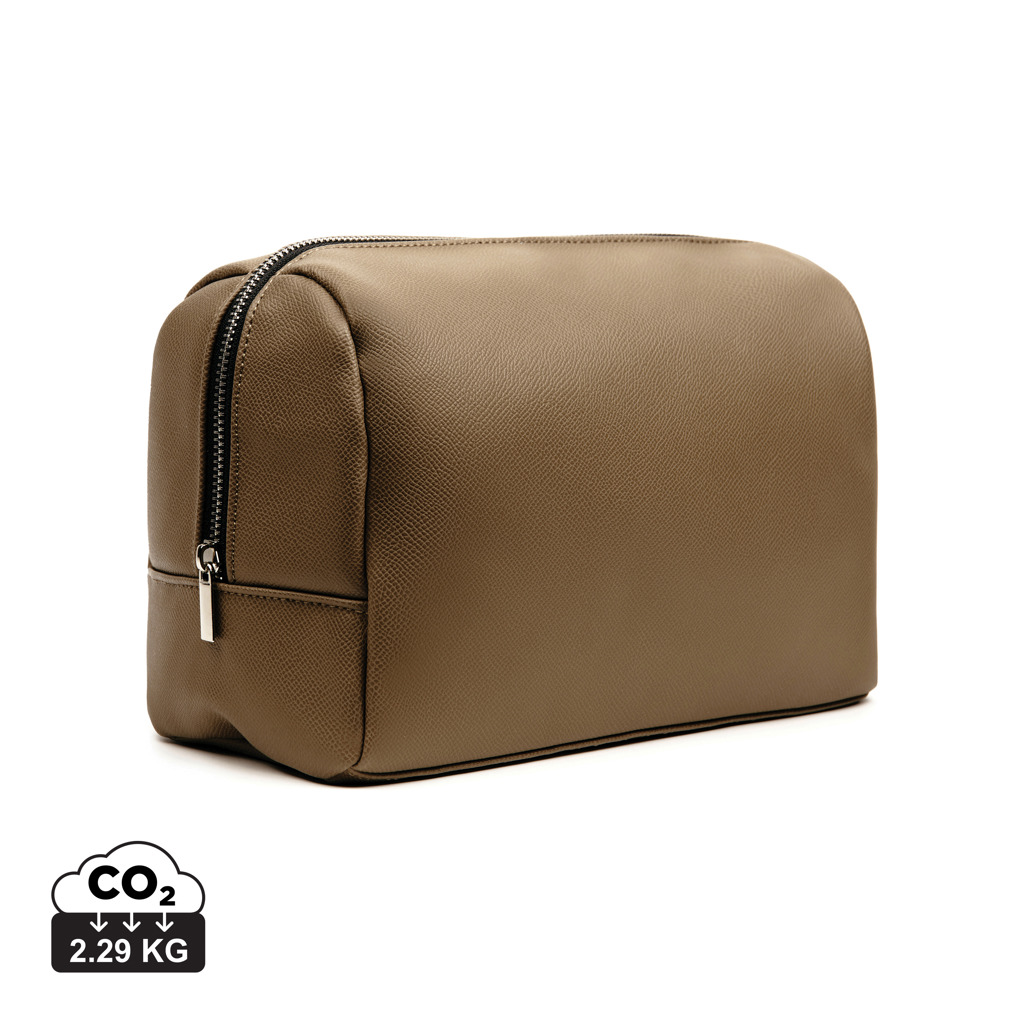 Trousse de toilette marron en cuir avec zip