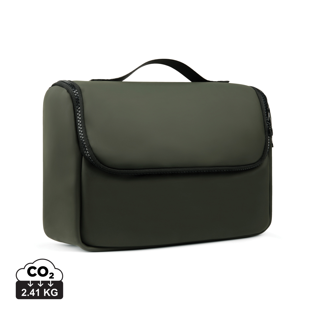 Trousse de toilette verte avec poignée et zip