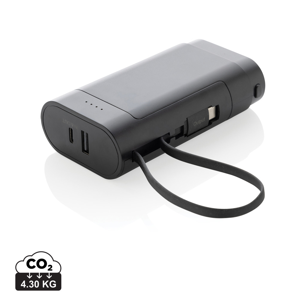 Batterie externe noire avec câbles intégrés