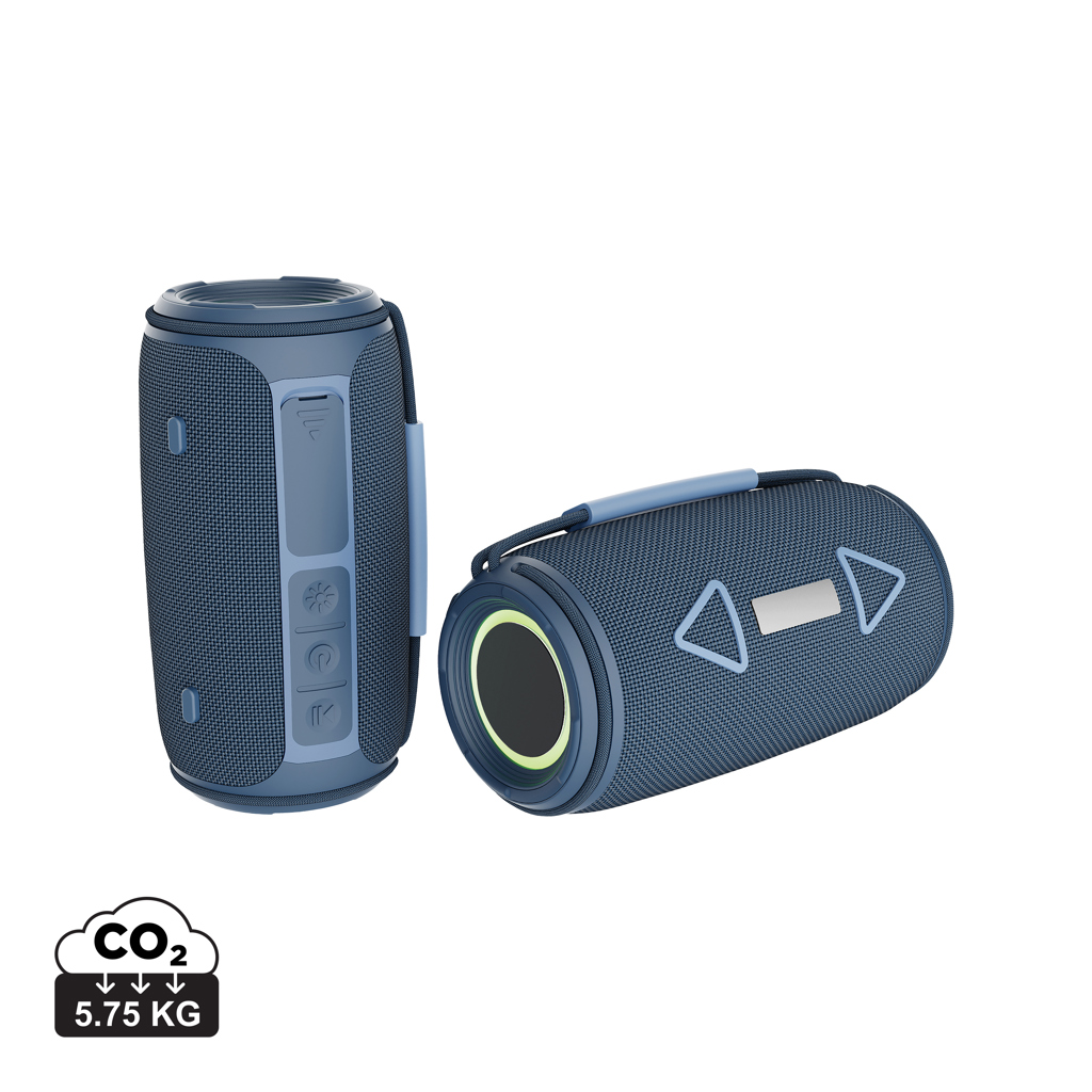 Deux enceintes Bluetooth portables bleues cylindriques