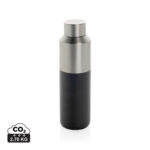 Gourde réutilisable en acier inoxydable noir et argent