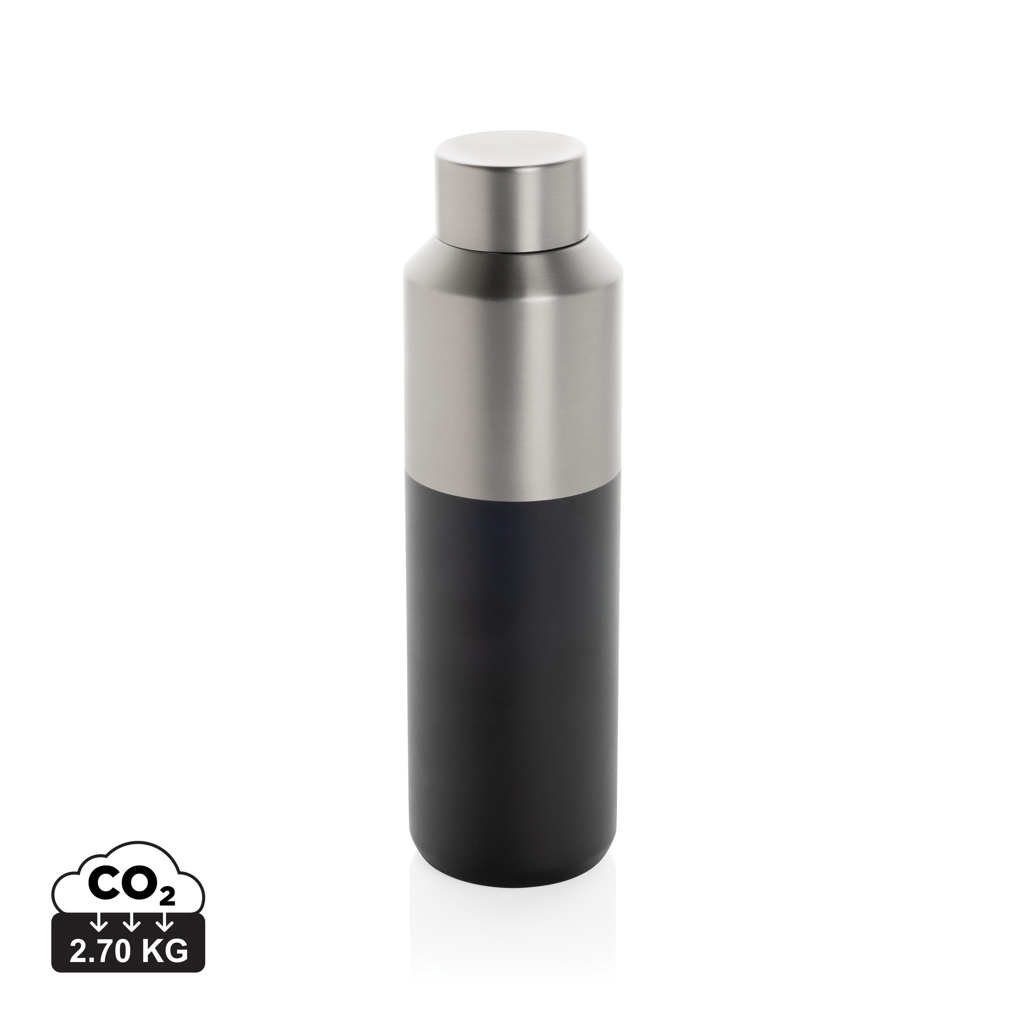 Gourde réutilisable en acier inoxydable noir et argent