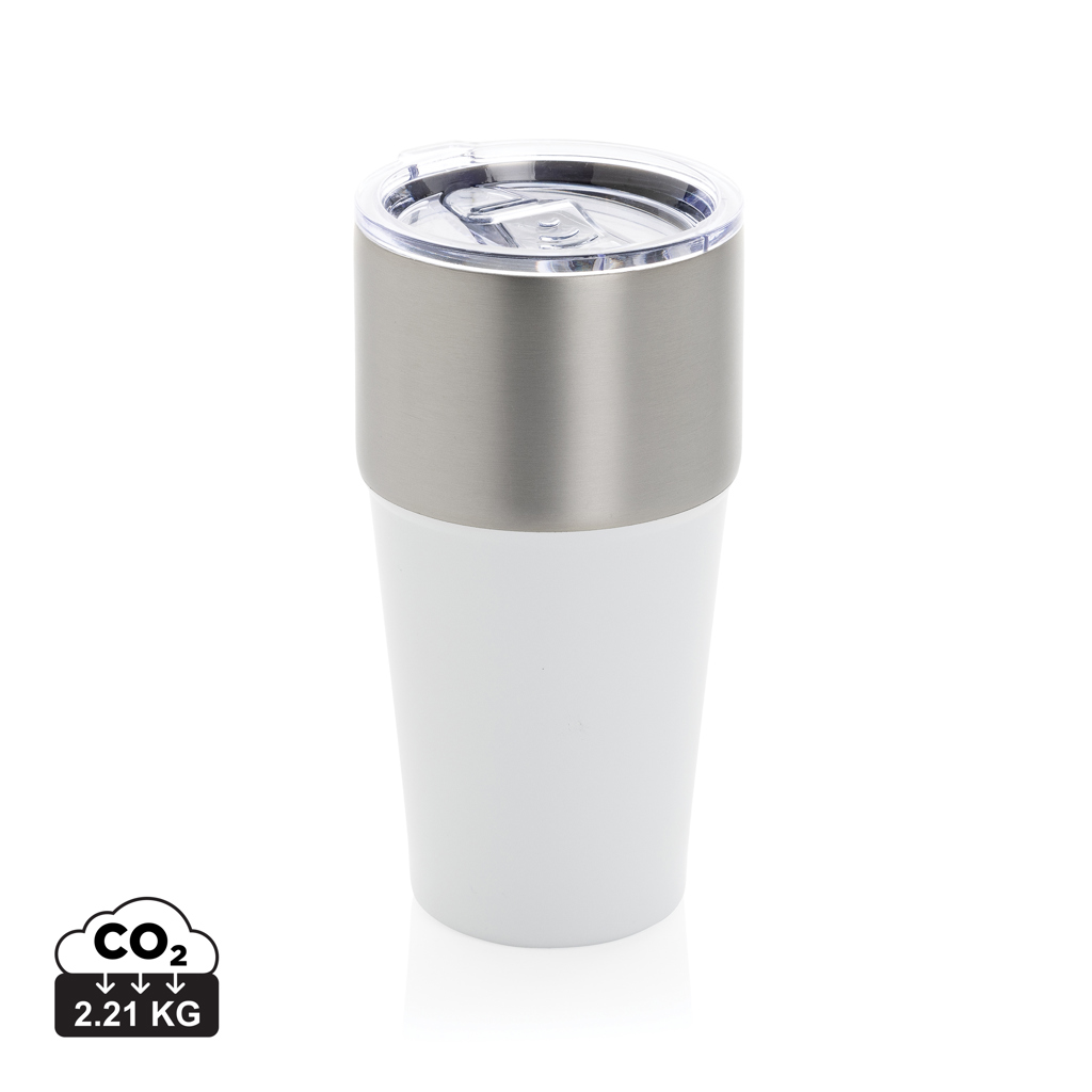Gobelet isotherme blanc en acier inoxydable avec couvercle