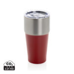 Gobelet isotherme rouge et inox avec couvercle