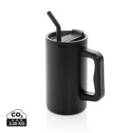 Mug isotherme noir avec paille et anse