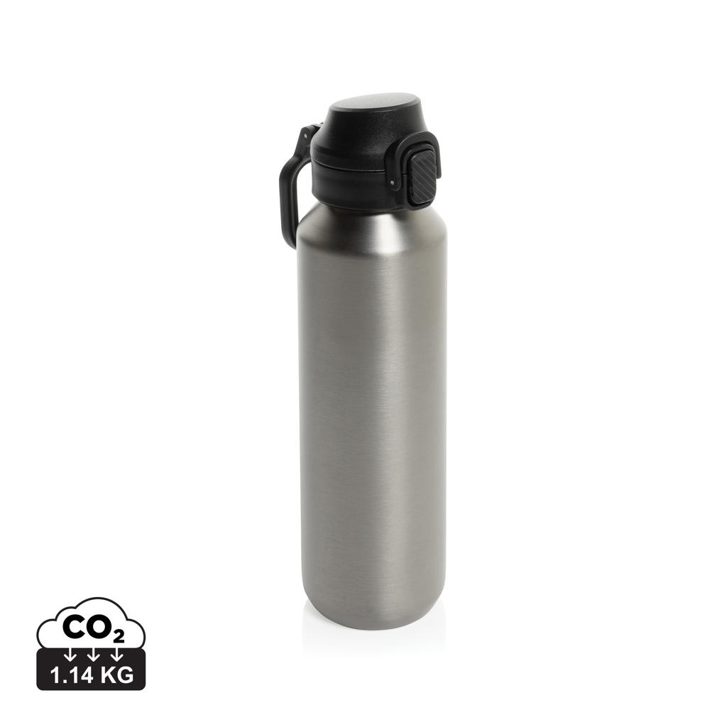 Gourde en acier inoxydable avec bouchon noir