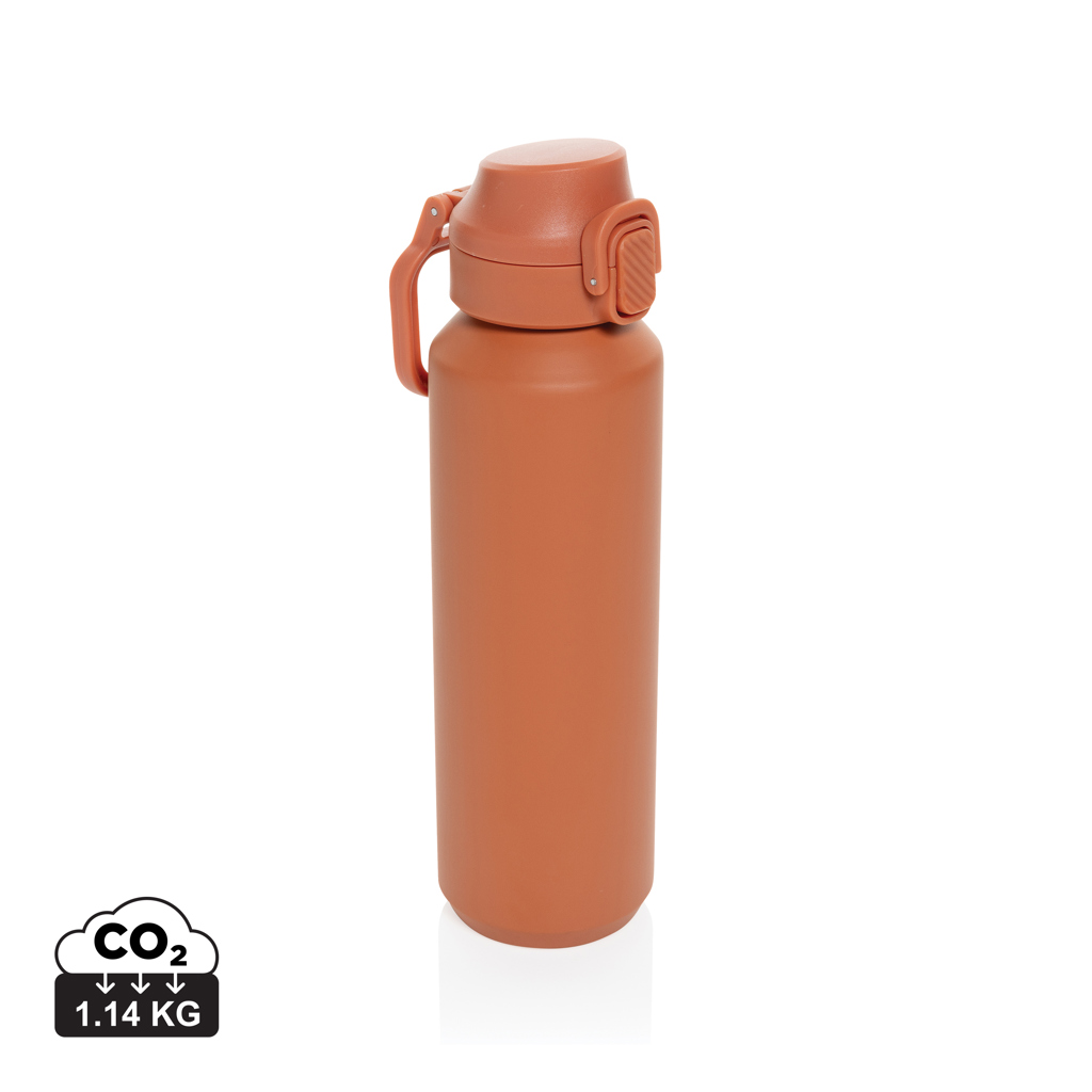 Gourde réutilisable orange avec bouchon à poignée