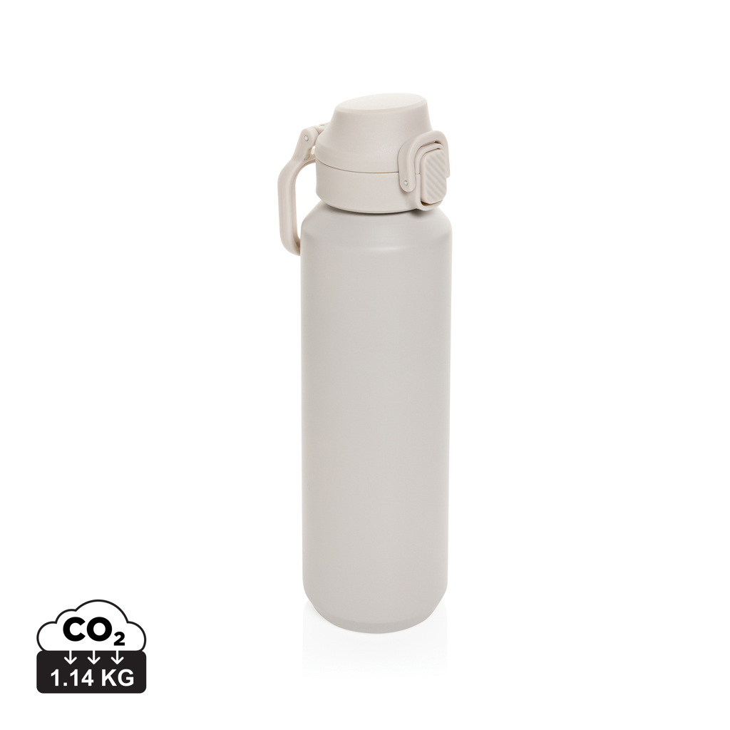 Gourde réutilisable beige avec poignée et bouchon