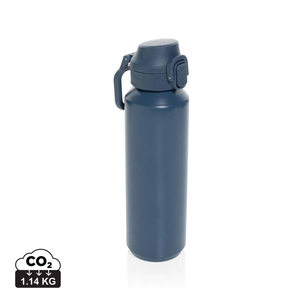 Gourde réutilisable bleue avec bouchon rabattable