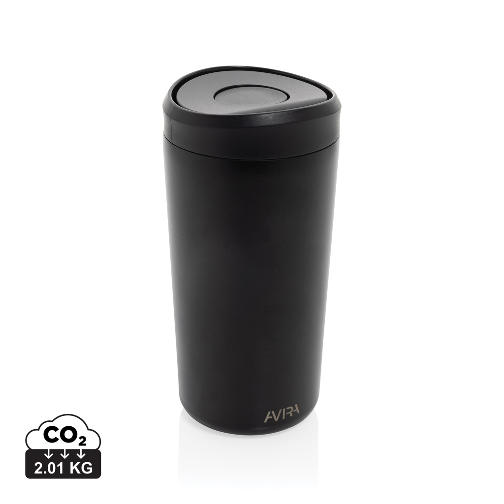Gobelet isotherme noir réutilisable avec couvercle