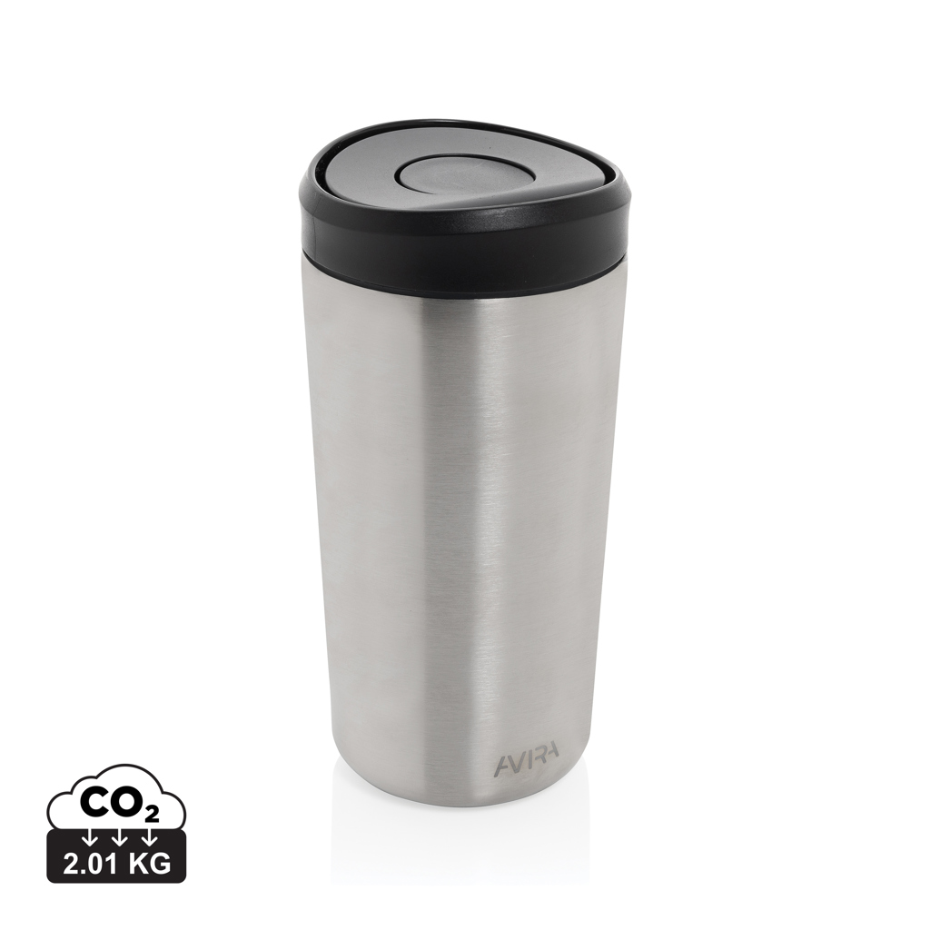 Mug isotherme en acier inoxydable avec couvercle noir