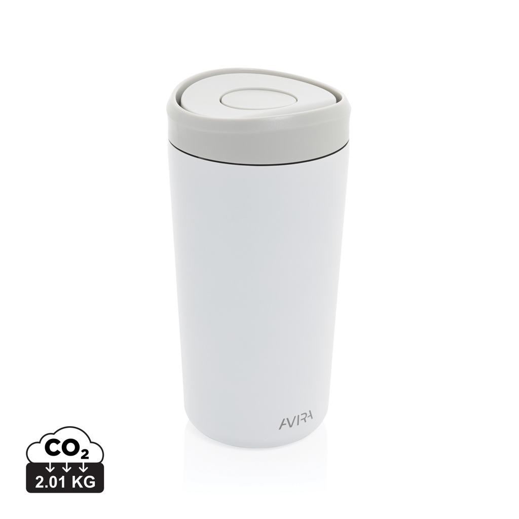 Gobelet isotherme blanc réutilisable avec couvercle