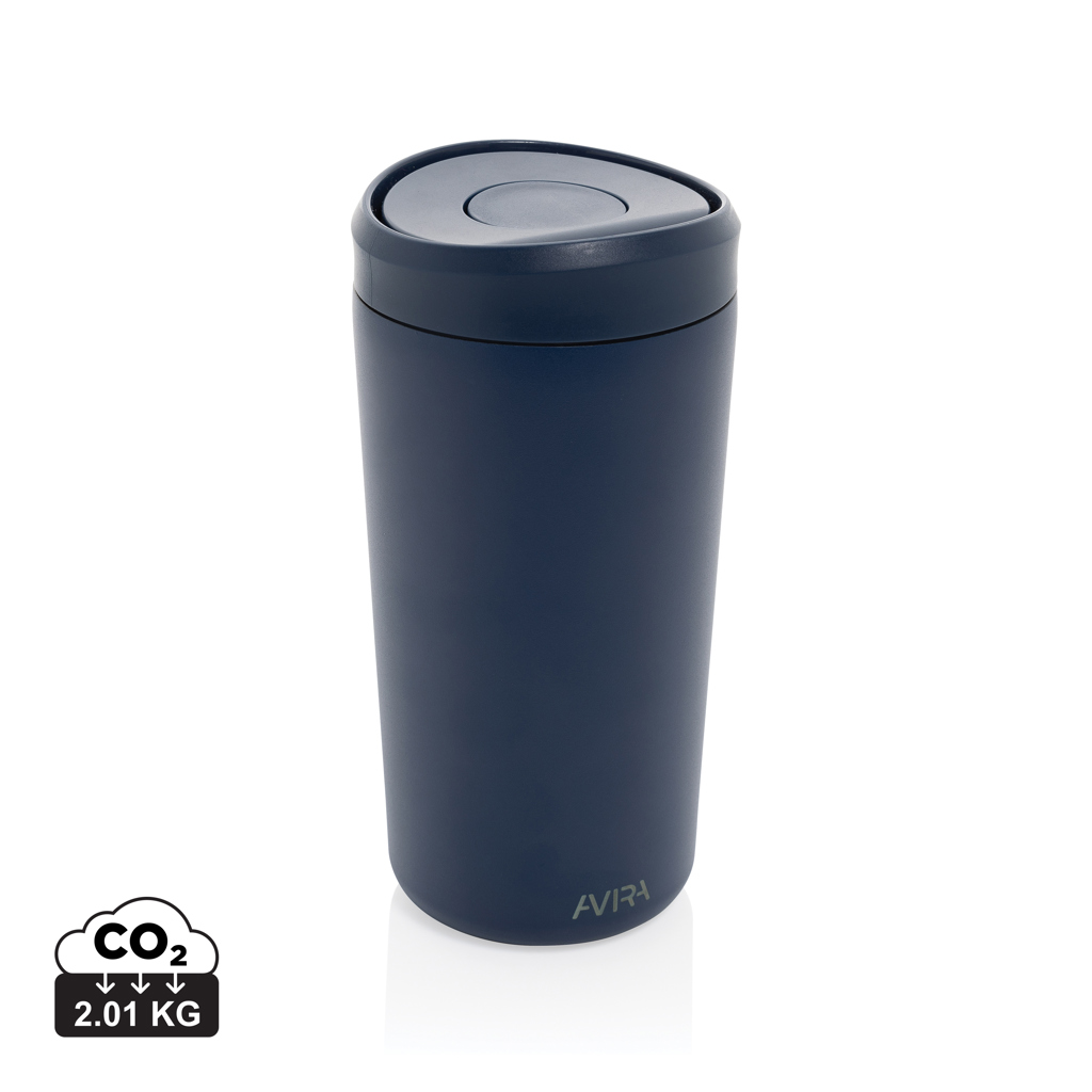 Gobelet isotherme réutilisable bleu foncé avec couvercle