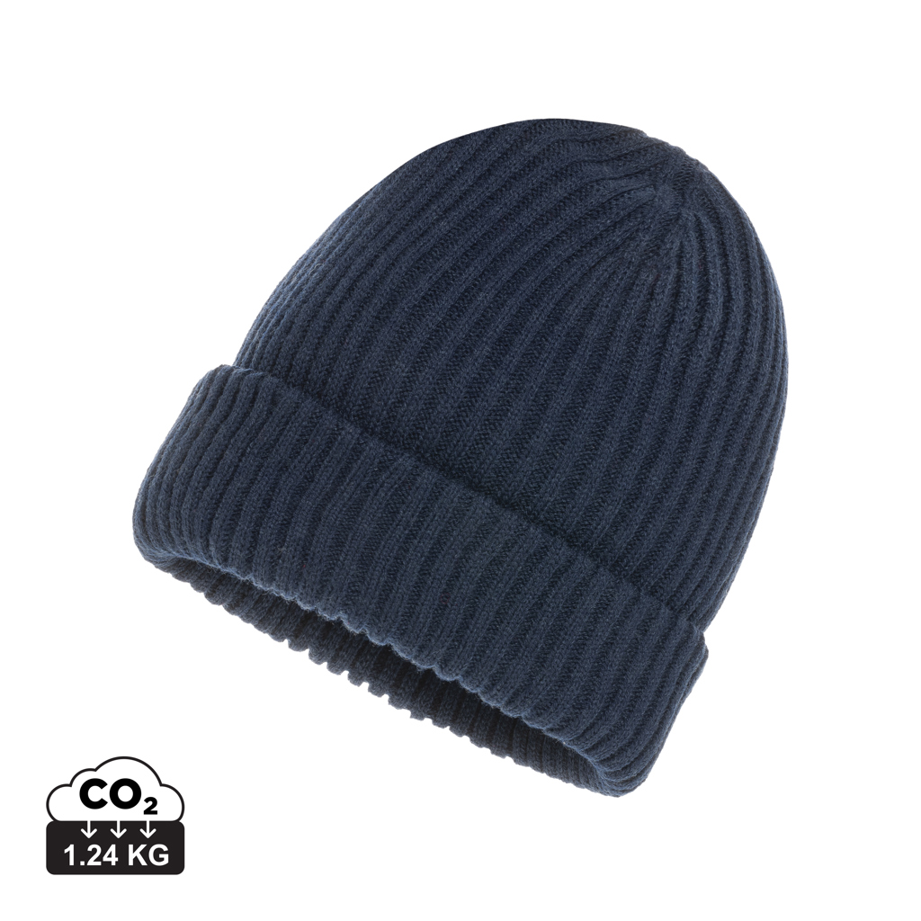 Bonnet bleu marine en maille côtelée