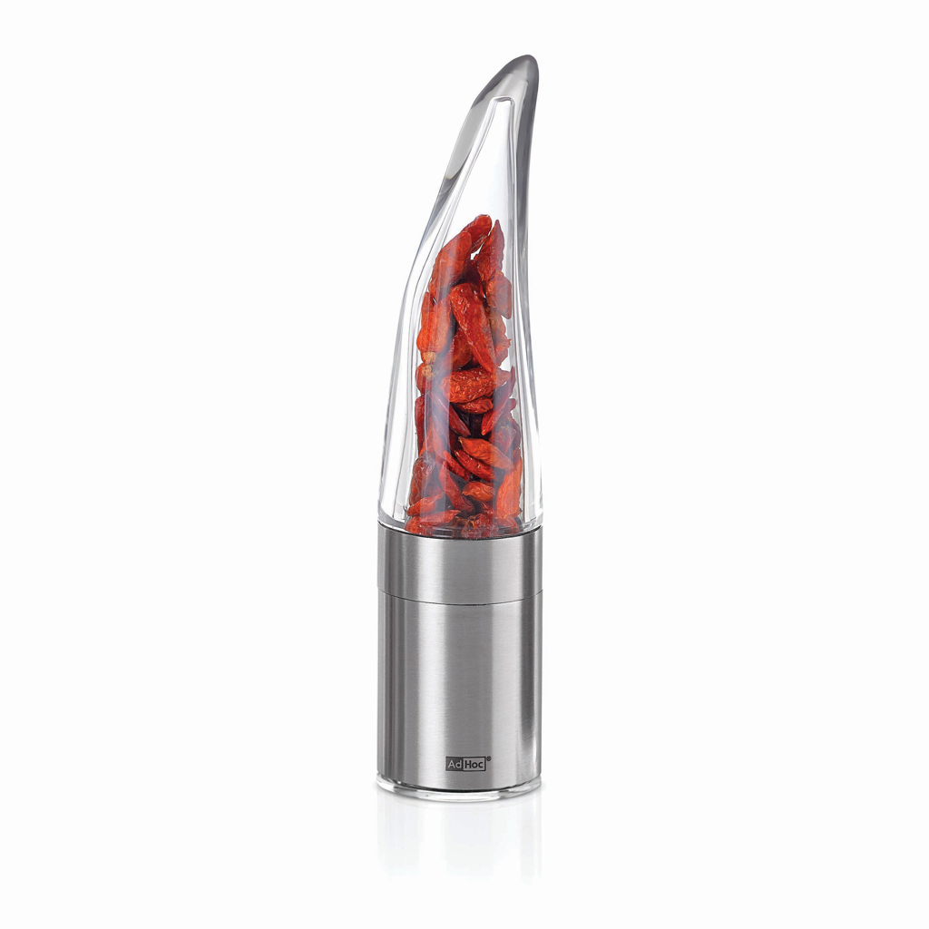 Moulin à épices en inox avec baies rouges