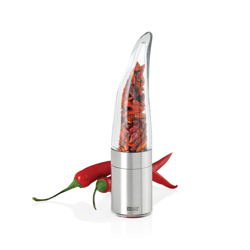 Moulin à piment en inox avec piments rouges