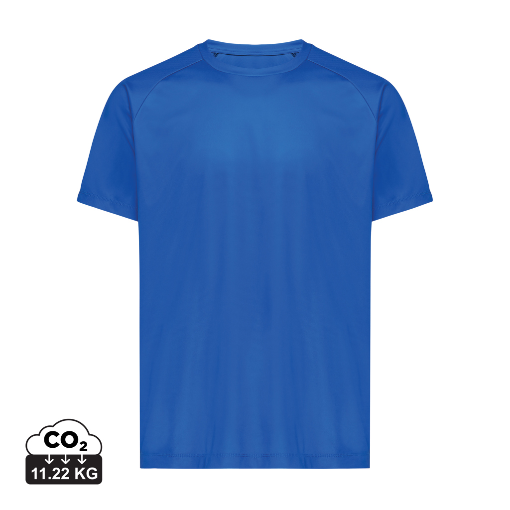 T-shirt bleu uni avec indication CO2 11,22 kg