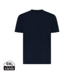 T-shirt bleu marine avec empreinte carbone affichée
