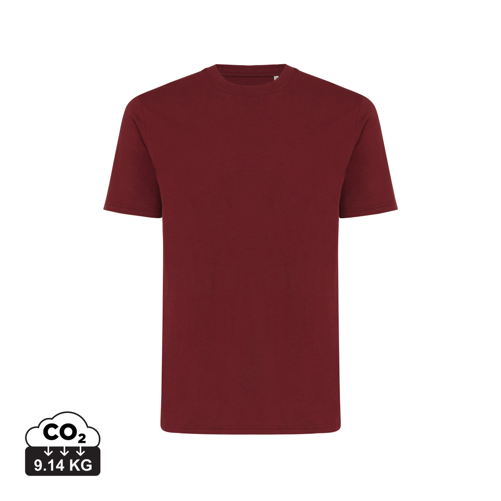 T-shirt rouge bordeaux uni avec empreinte CO2