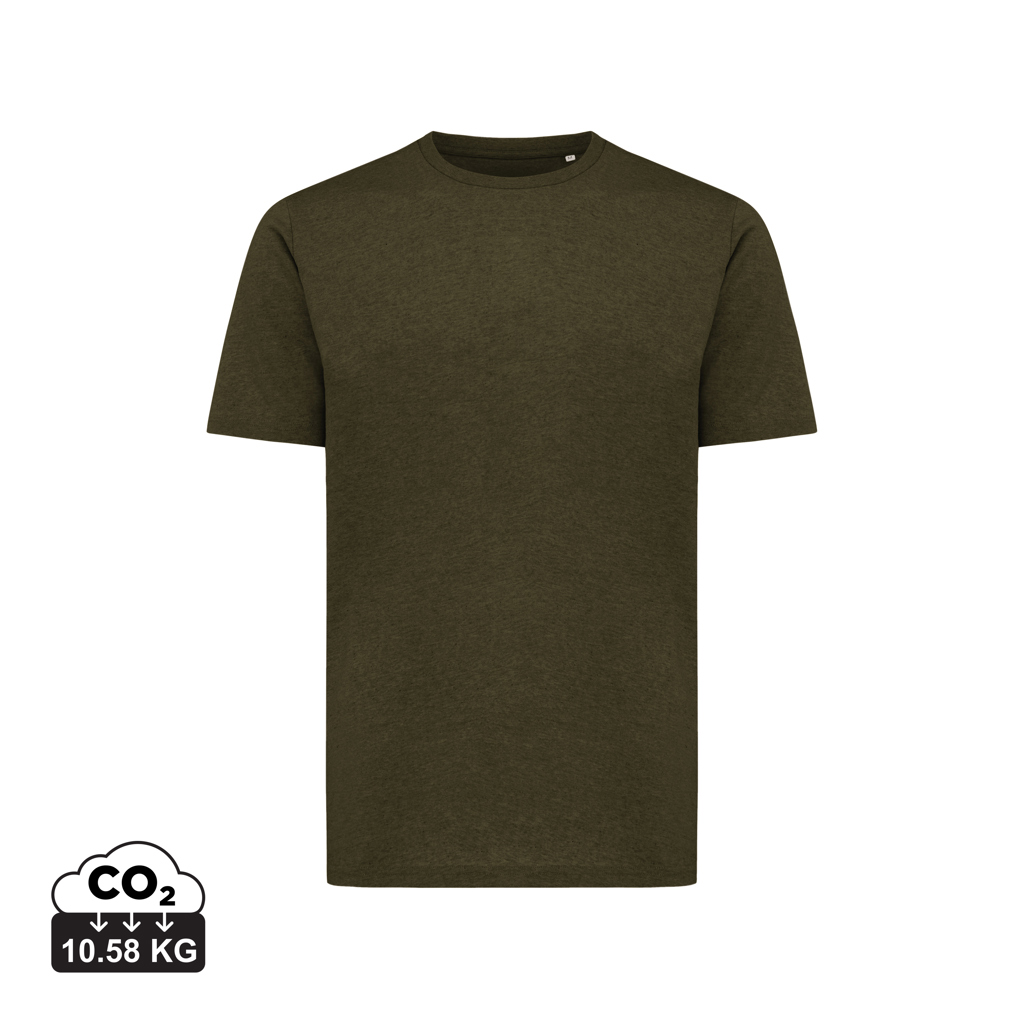 T-shirt vert olive uni sur fond blanc