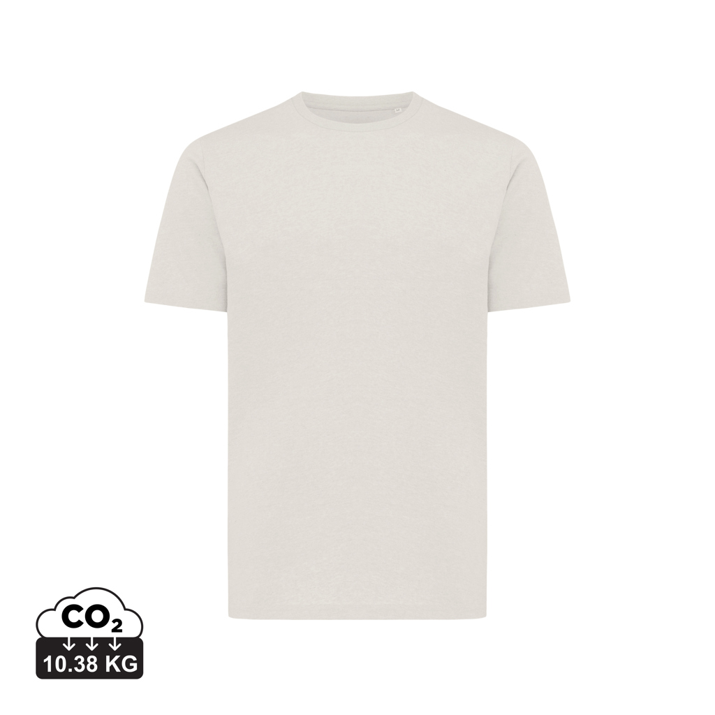 T-shirt beige uni avec empreinte carbone affichée