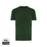 T-shirt vert foncé avec empreinte carbone affichée