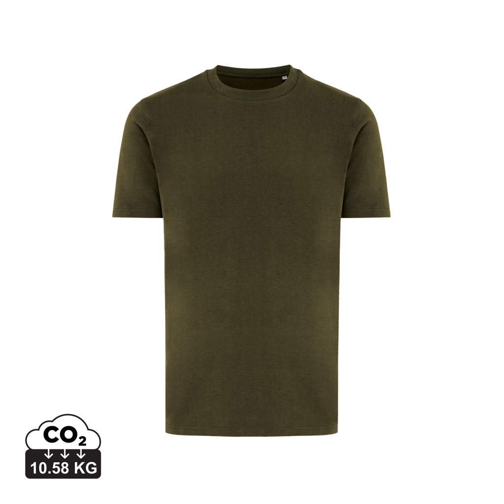 T-shirt vert olive uni à manches courtes