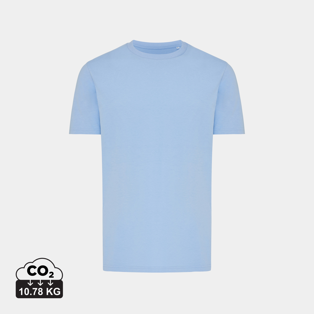 T-shirt bleu clair uni avec empreinte carbone