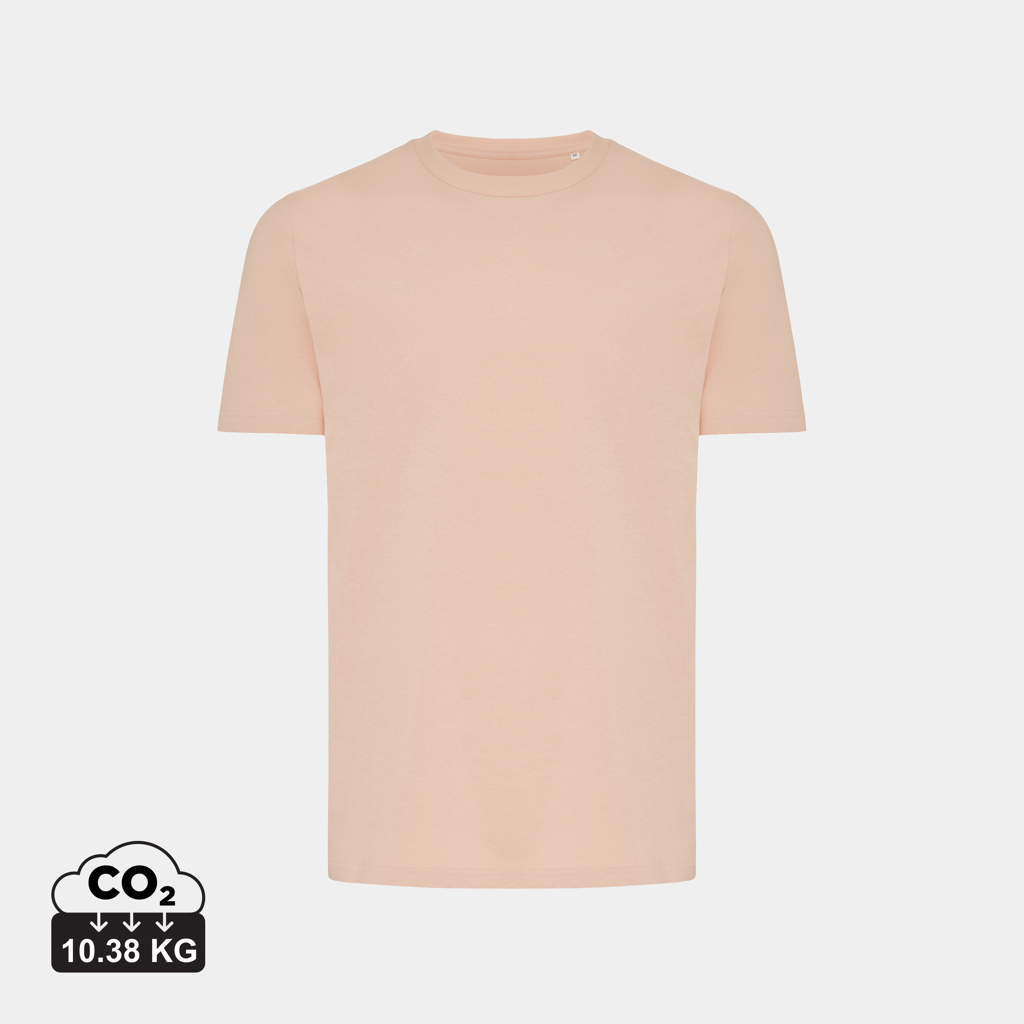 T-shirt beige uni avec empreinte carbone affichée