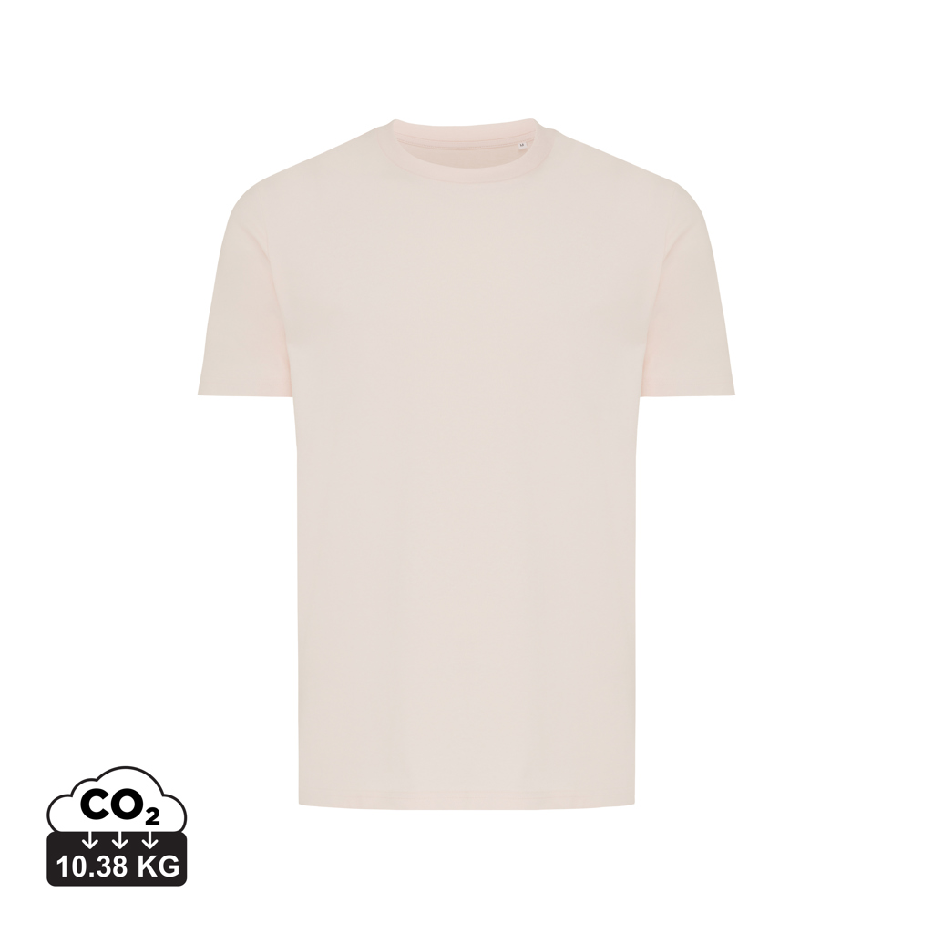T-shirt beige uni avec empreinte carbone affichée