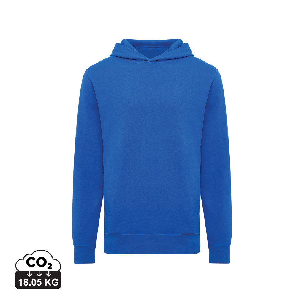 Sweat à capuche bleu uni vue de face