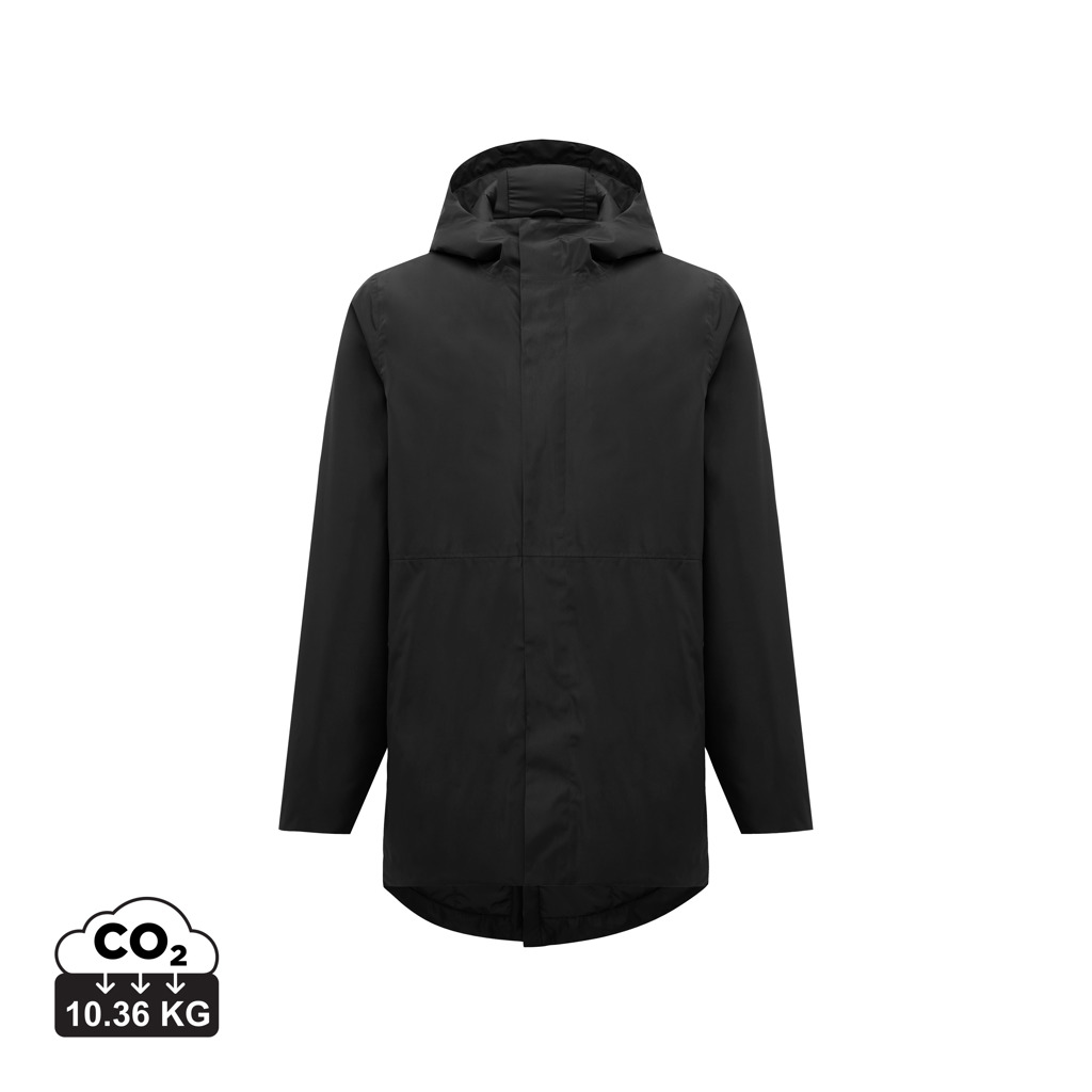 Manteau noir à capuche style minimaliste