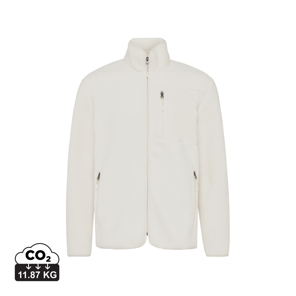 Veste polaire blanche zippée avec col montant