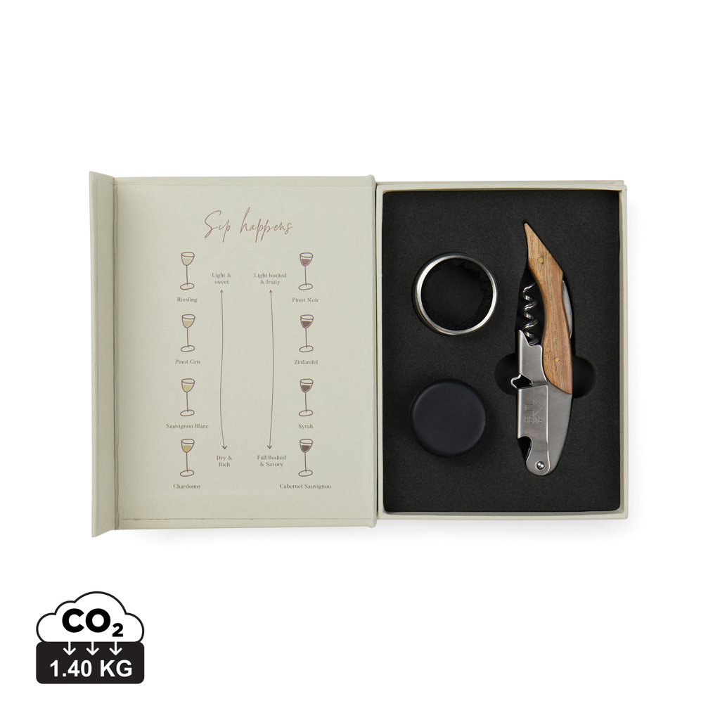 Coffret sommelier avec tire-bouchon et guide des vins