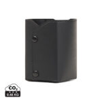Porte-cartes en cuir noir avec boutons pression