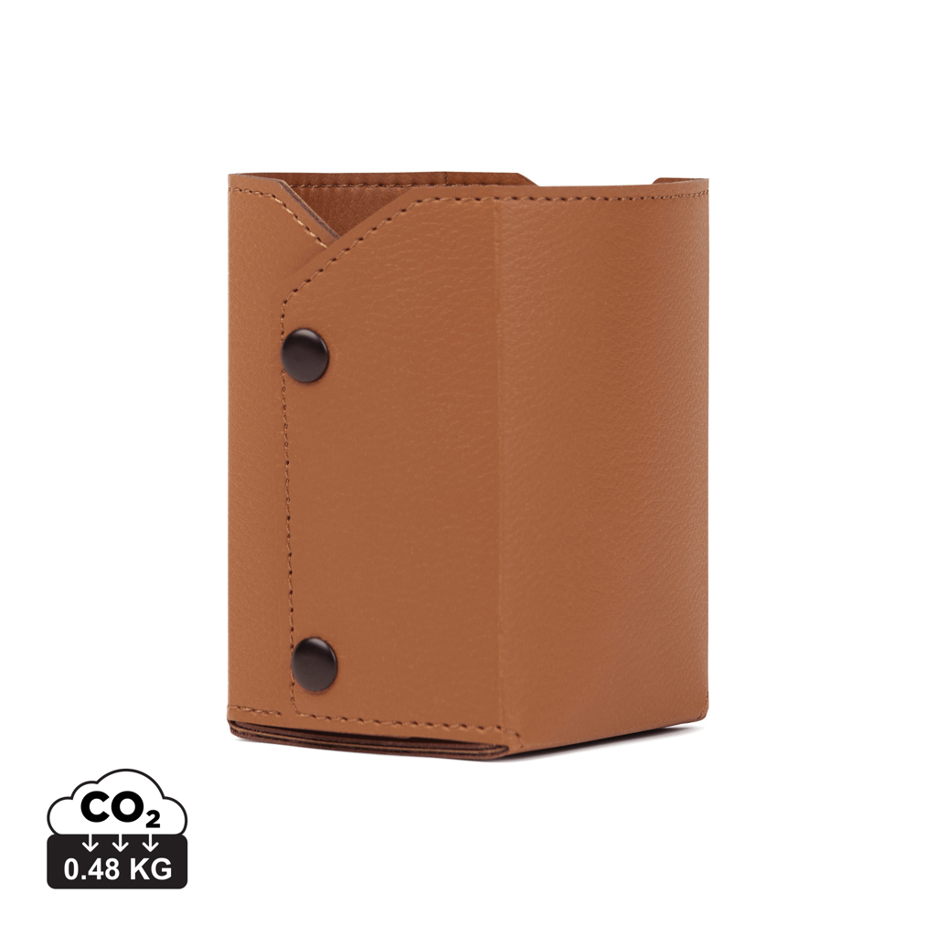 Portefeuille en cuir marron avec boutons pression