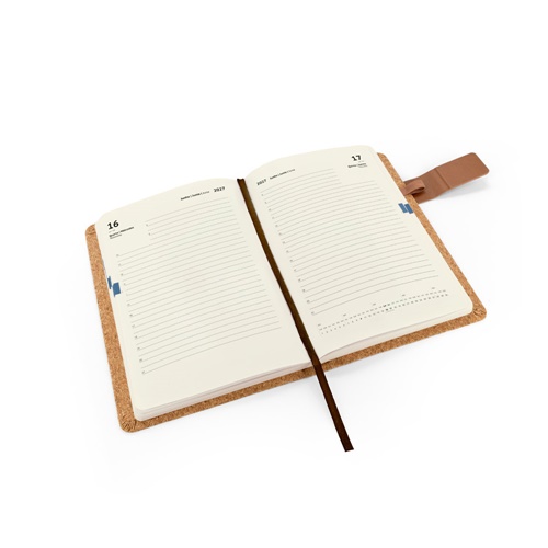 Agenda ouvert avec couverture en liège