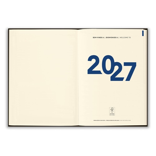 Livre ouvert affichant 2027 en grand