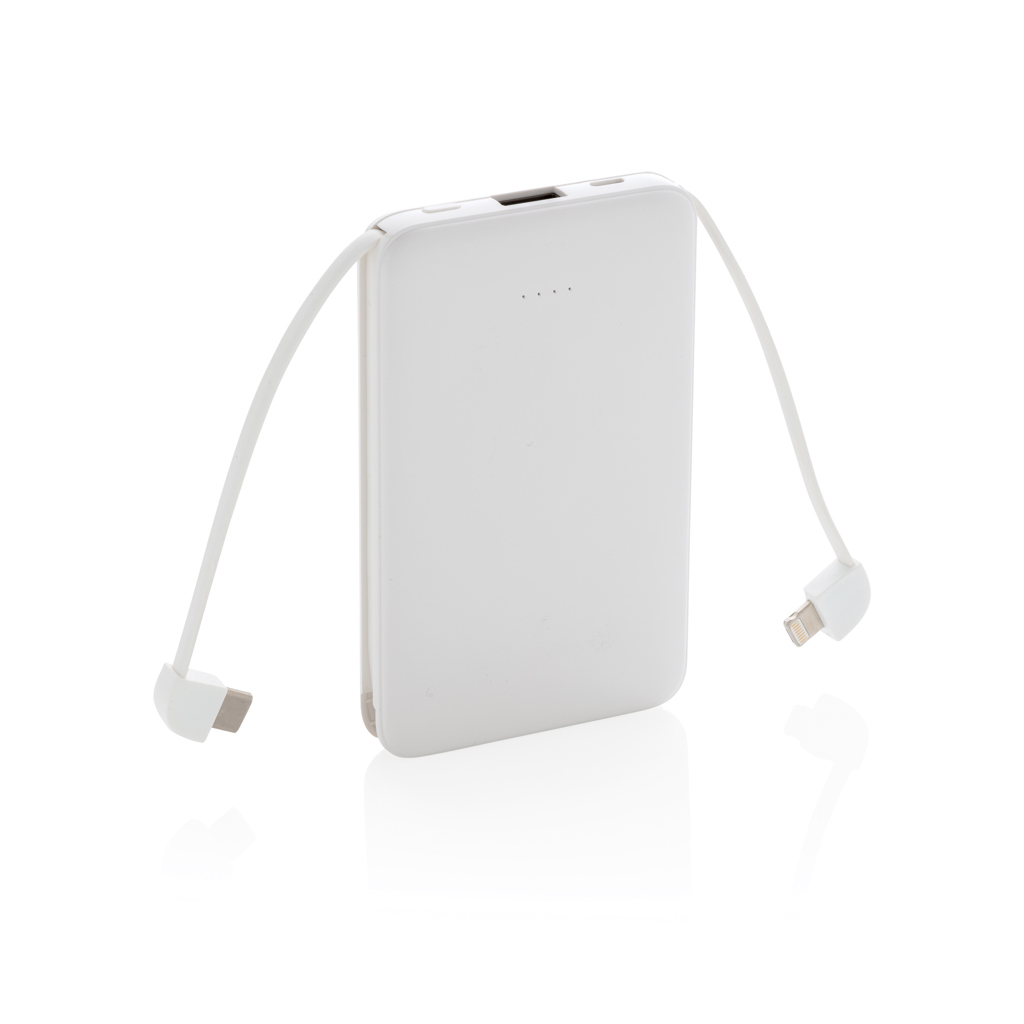 Batterie externe blanche avec câbles intégrés