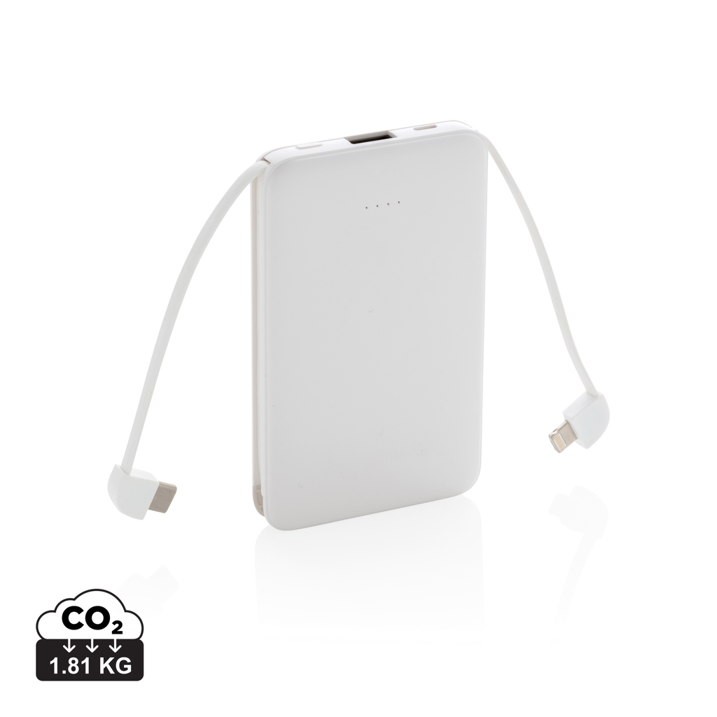 Batterie externe blanche avec câbles intégrés