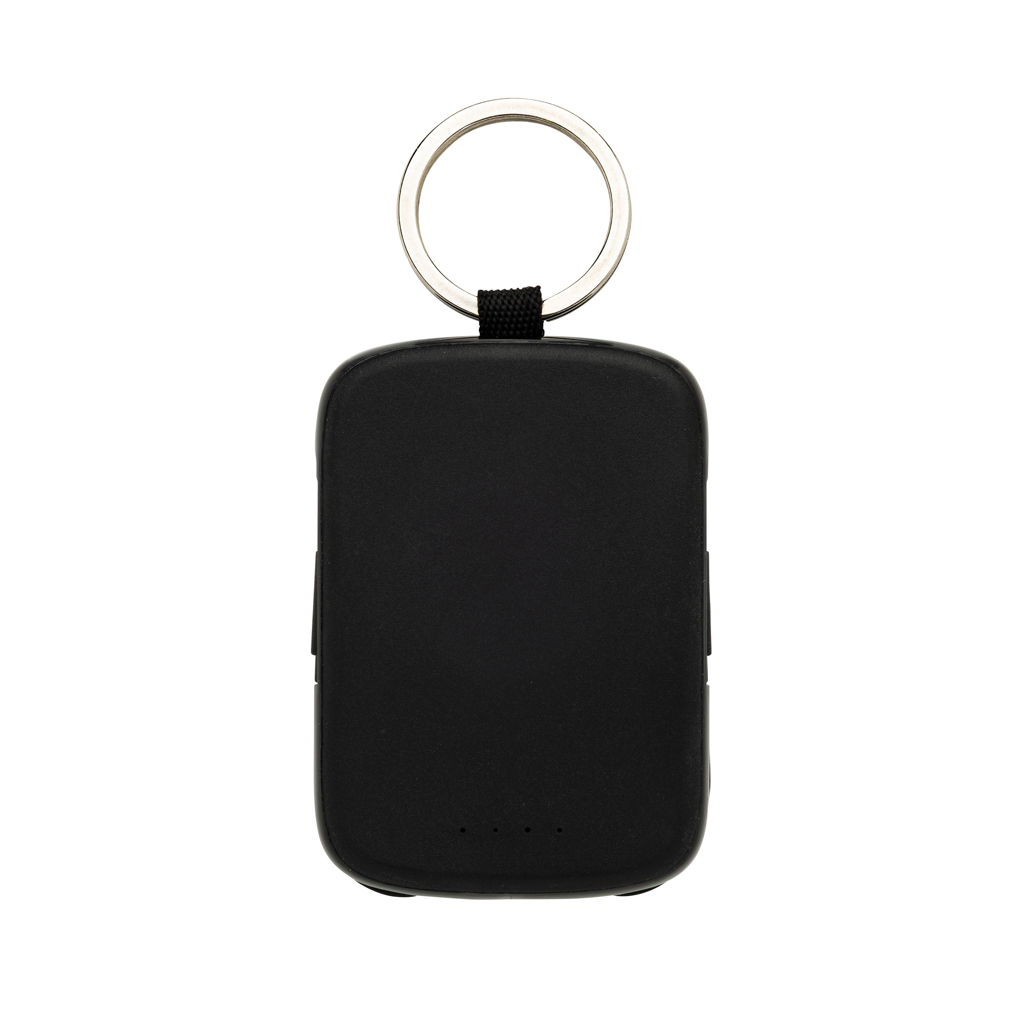 Batterie externe noire avec porte-clés métallique