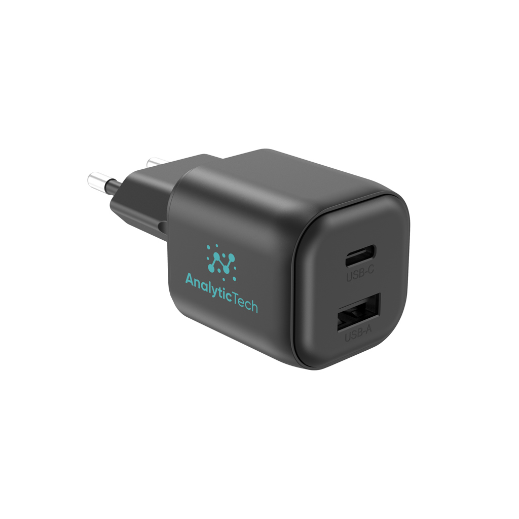 Chargeur mural noir USB-C et USB-A