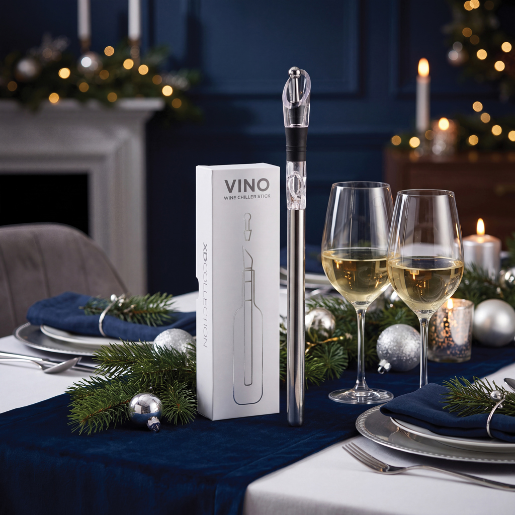 Bâton refroidisseur à vin et verres de vin blanc