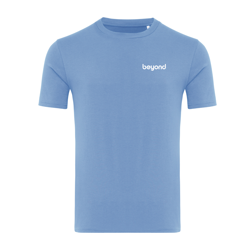 T-shirt bleu avec logo beyond blanc