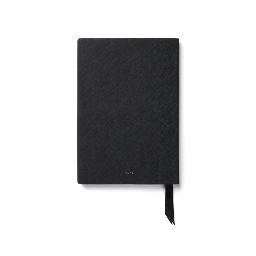 Carnet noir texturé avec ruban marque-page