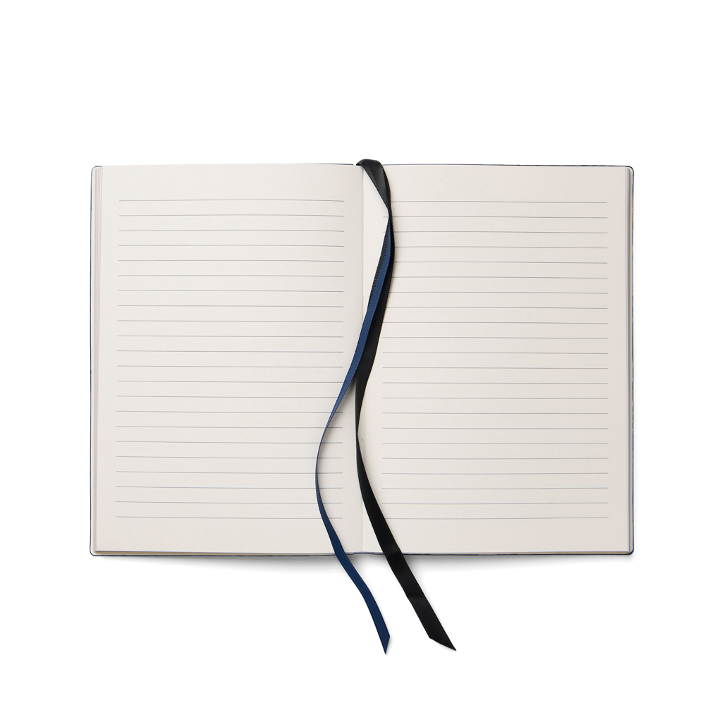 Carnet ouvert avec pages lignées et rubans